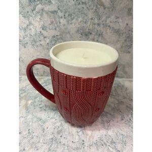 Red Cable Knit Sweater Candle Mug